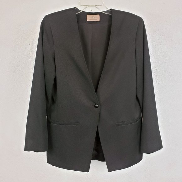 Classic Directions Women's Size 8 Black Lined One Button Suit Coat Jacket Blazer - Picture 1 of 10
